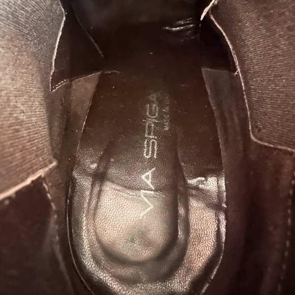 Via Spiga Almond Toe Bootie, Brown Leather, 4" Heel, Sz 10 M Made In Italy - Picture 8 of 11